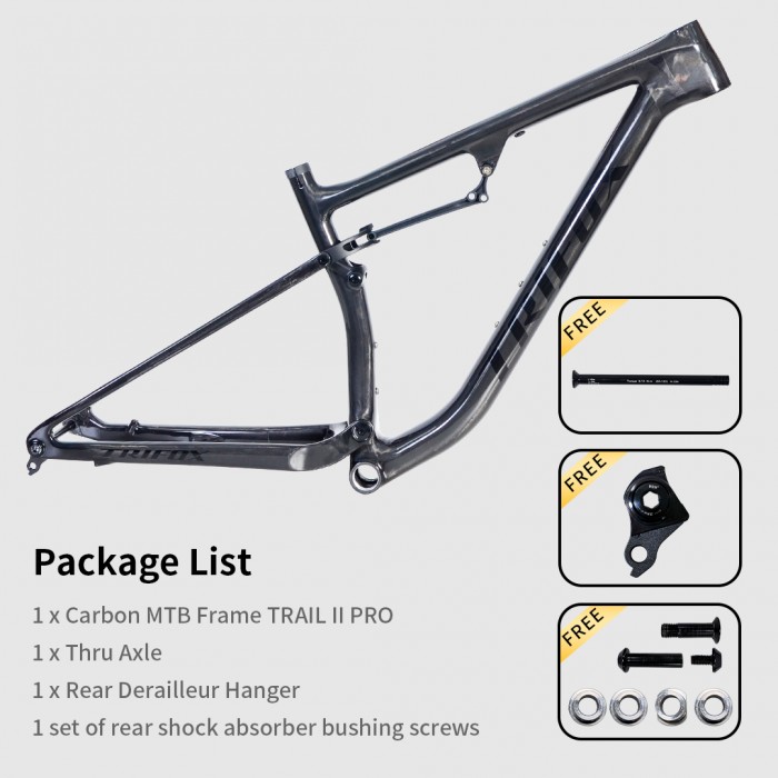 TRIFOX TRAIL II PRO: 29er LightCarbon Full Suspension XC MTB Frame