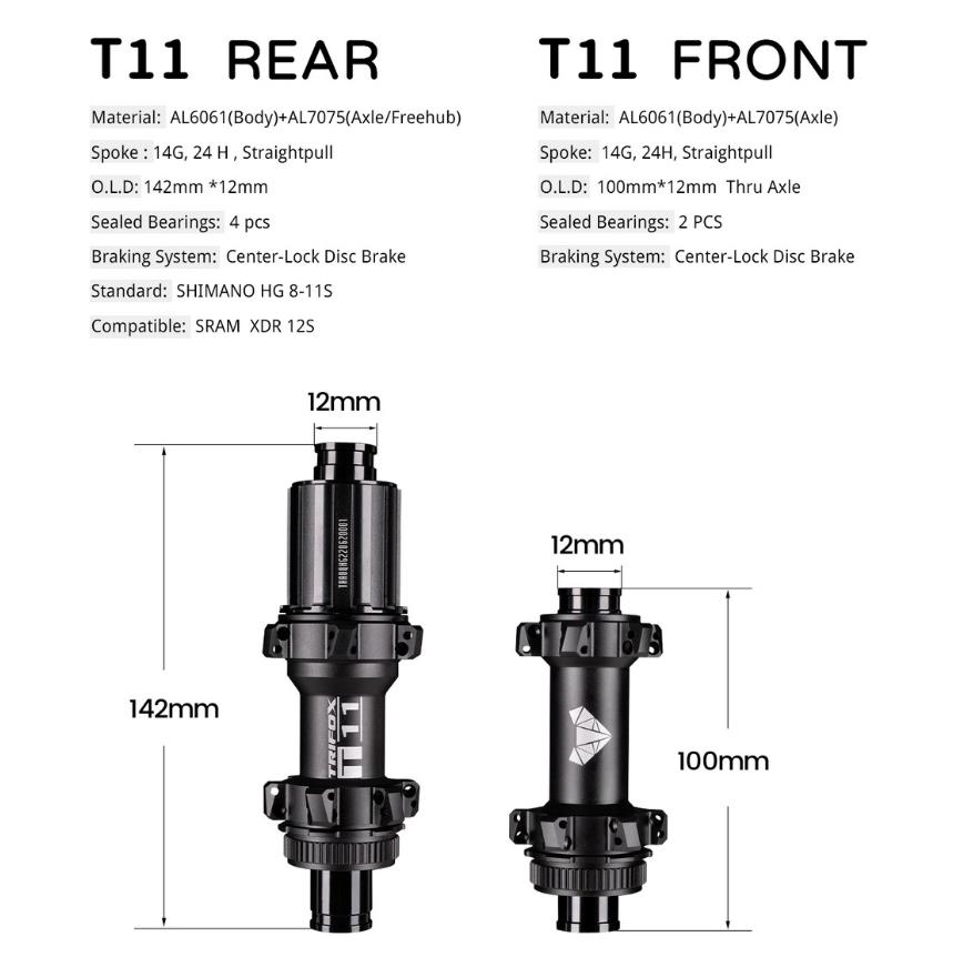 Trifox T11 Disc Brake Center Lock Road Bike Hub