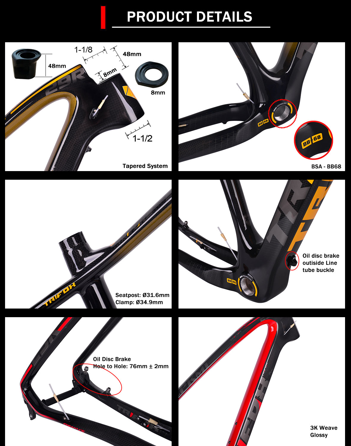 29er Carbon Mountain Bike Hardtail Frame MFT200 Details 1