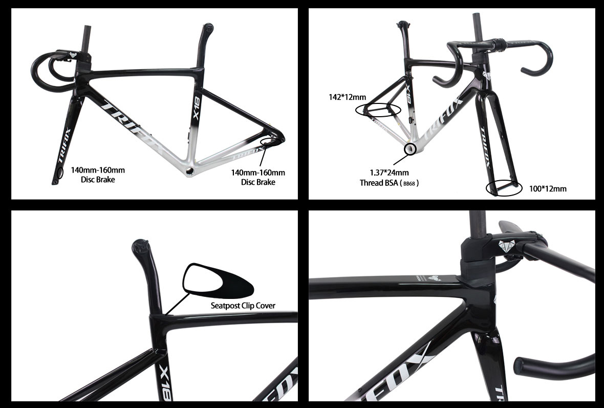Total Internal Cable Routing Carbon Bike Frameset X18 Details 01
