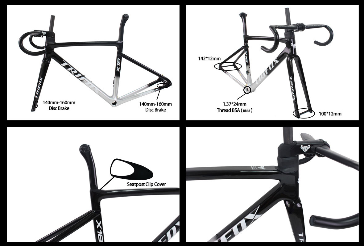 700C Road Bicycle Frameset X18 Ultra light Disc Brake Carbon