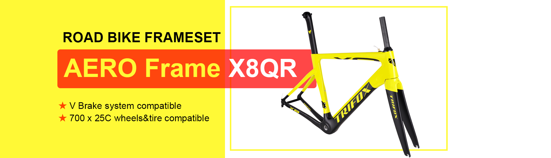 Road Bike Frameset AERO Frame X8 QR Home Banner
