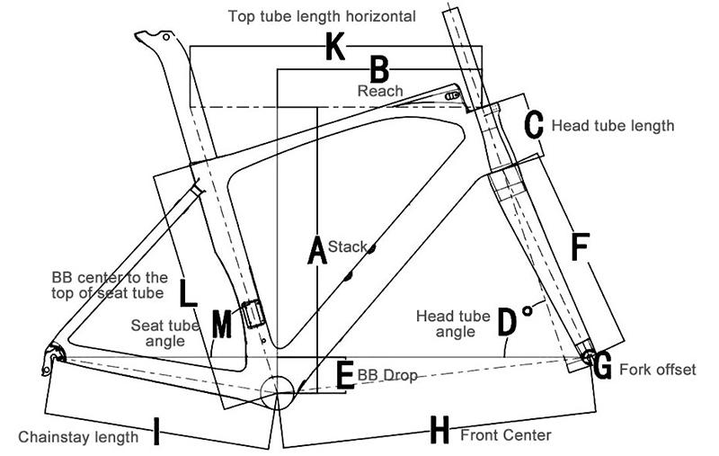 Geometría del producto del cuadros de bicicleta de carretera X12