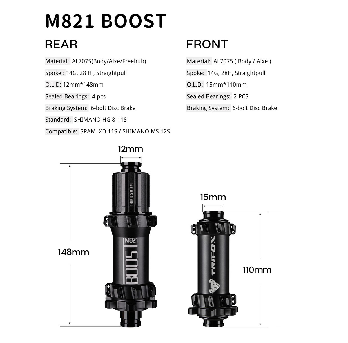 Trifox best hub M821 boost for mtb Details 01