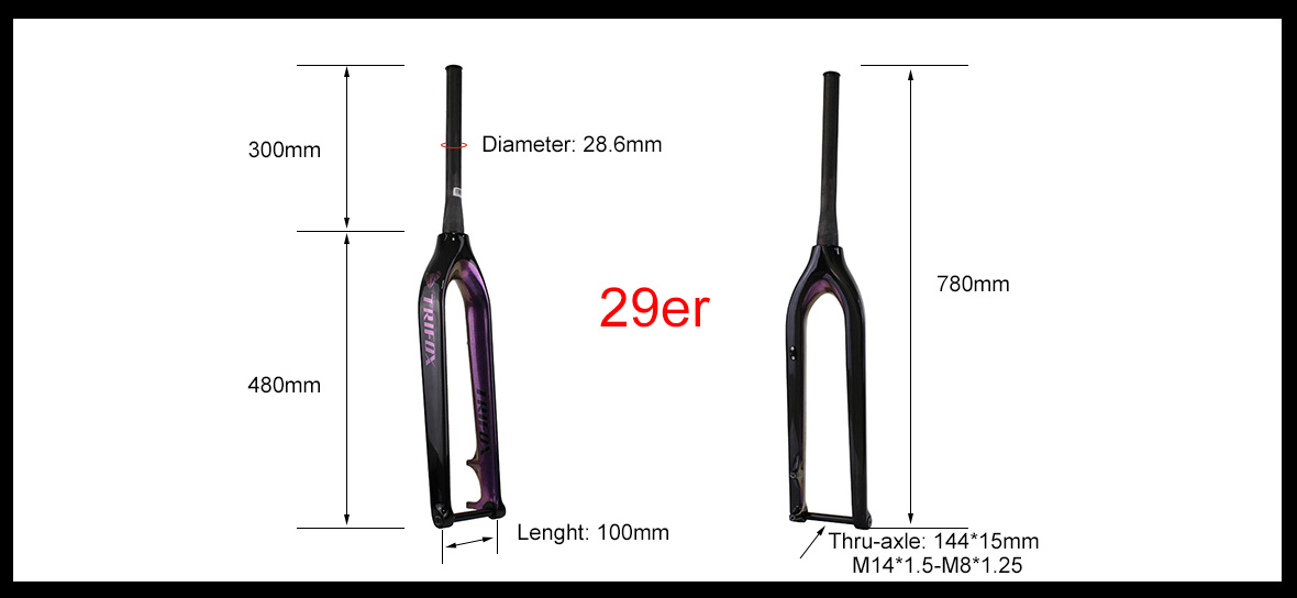 Trifox mountain bike fork TMK100 Parameter