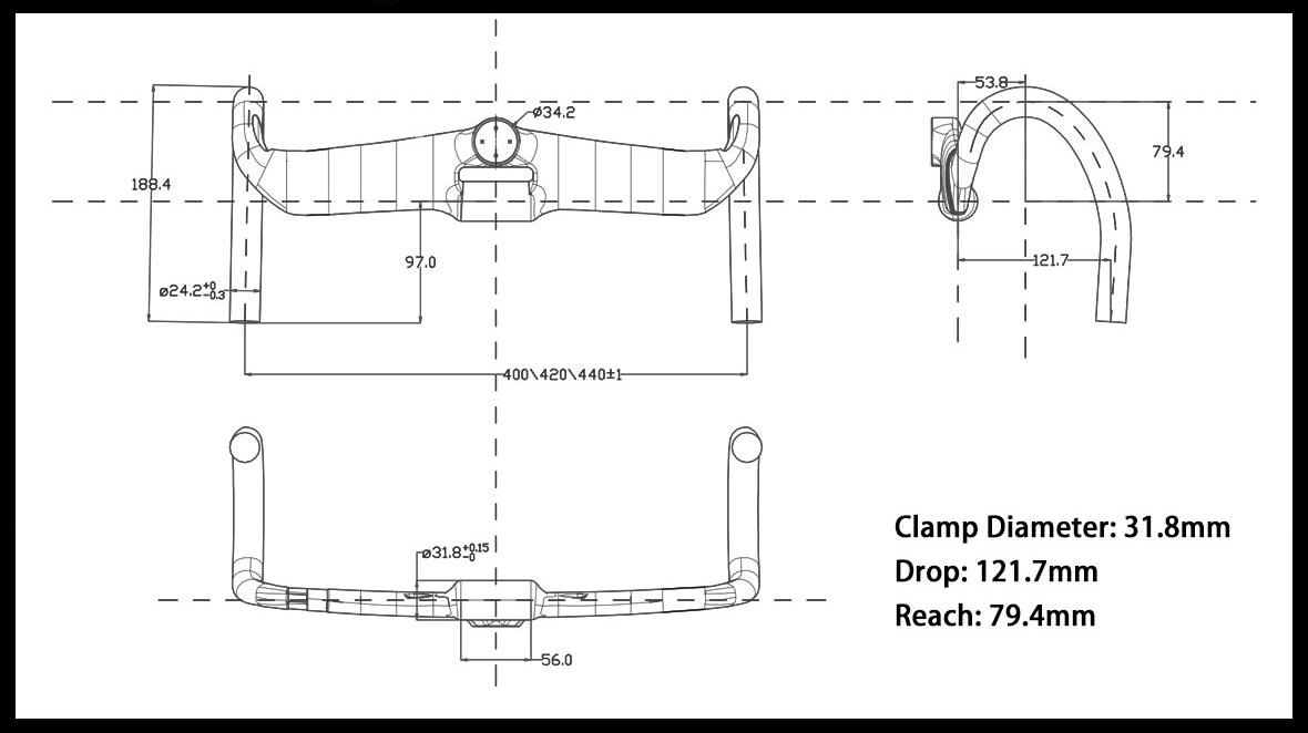 Drop handlebar TC20AF Geometry