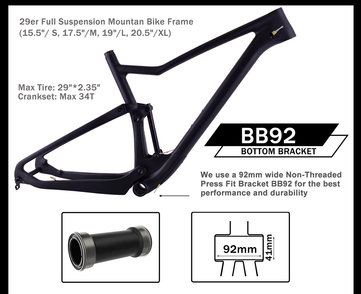 TRIFOXcycling 29er LightCarbon Full Suspension XC MTB Frame MFM100