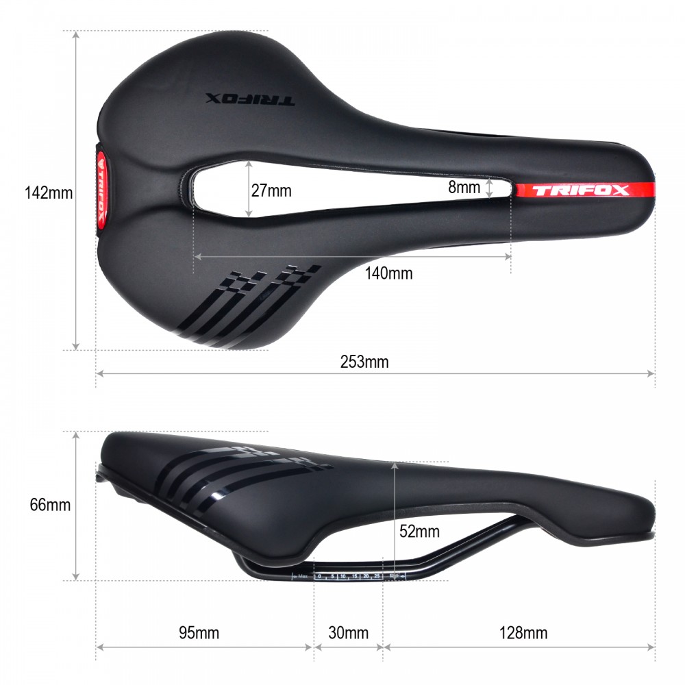 Diagram of pressure distribution on different saddle paddings