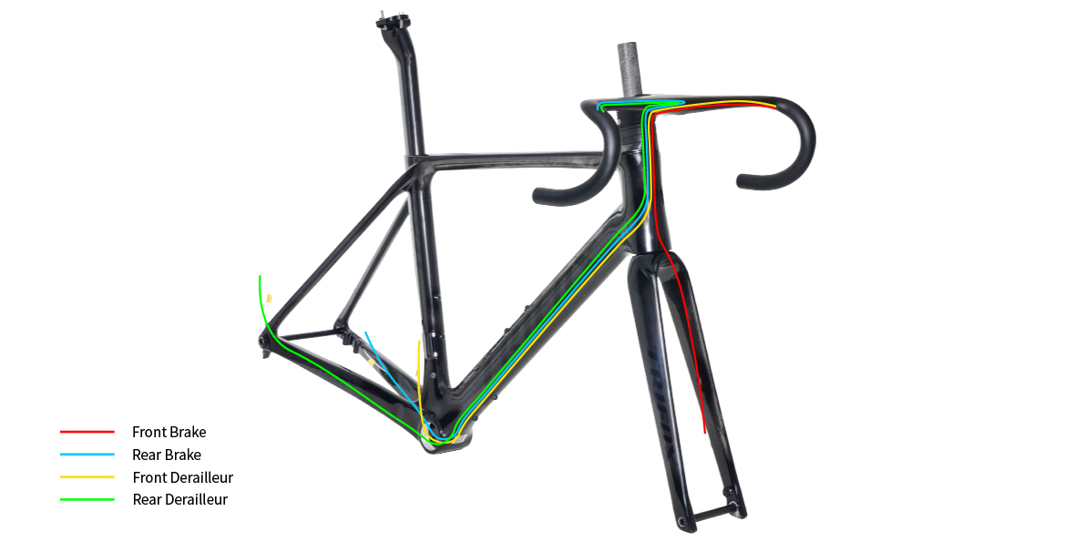 Carbon Fibre Framesets X11 Internal cable routing diagram