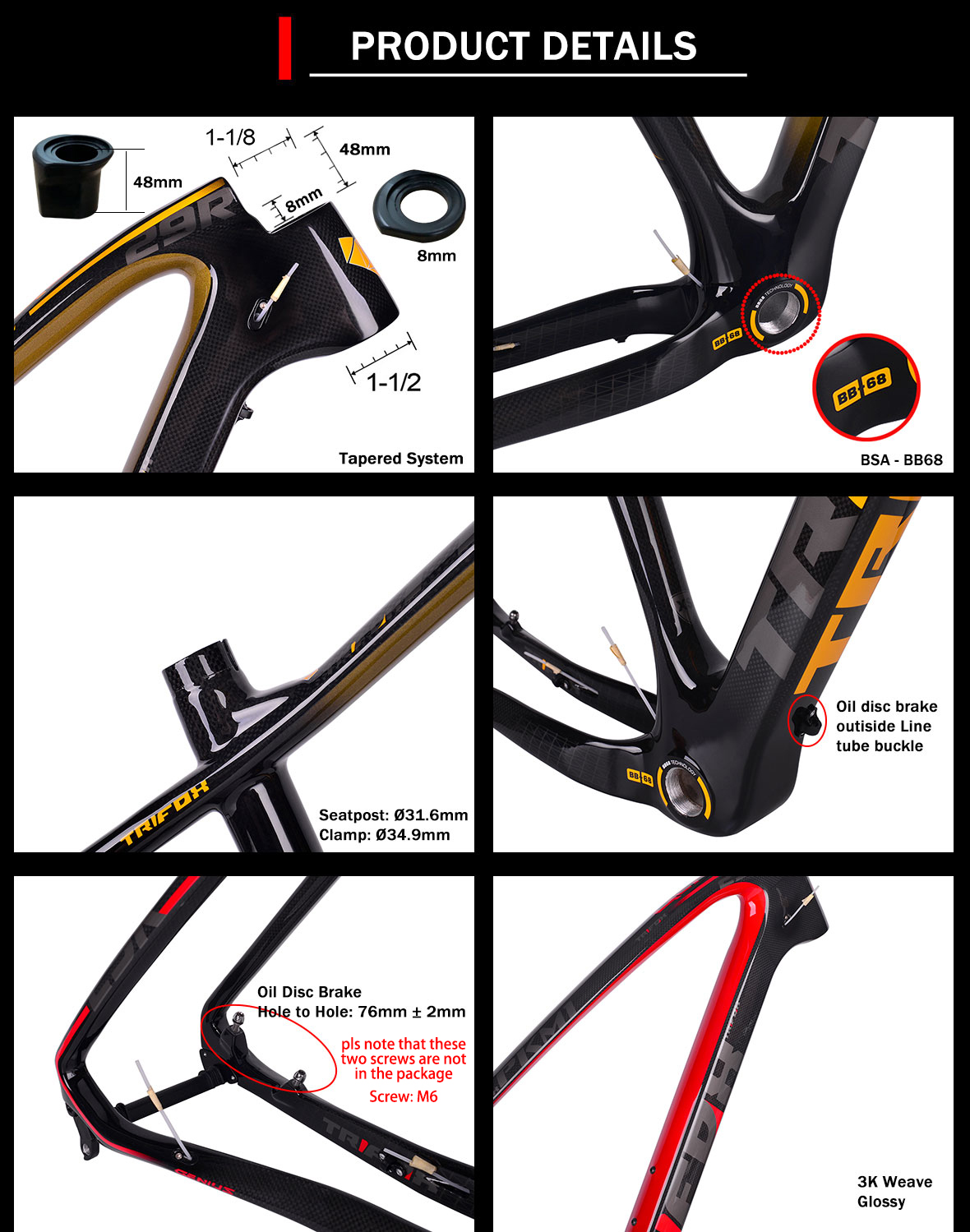 Detalles 1 del MTB Cuadro rígida carbono MFM200