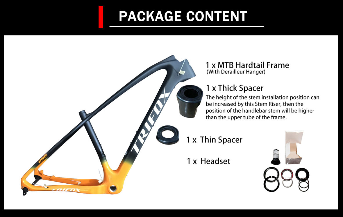 Carbon Mountain Bike Hardtail Frame MFM200 Package Content