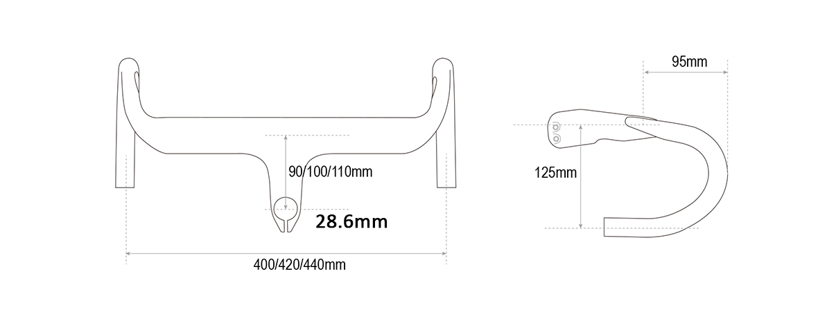 Trifox Carbon Drop Bar DHB600 Geometry