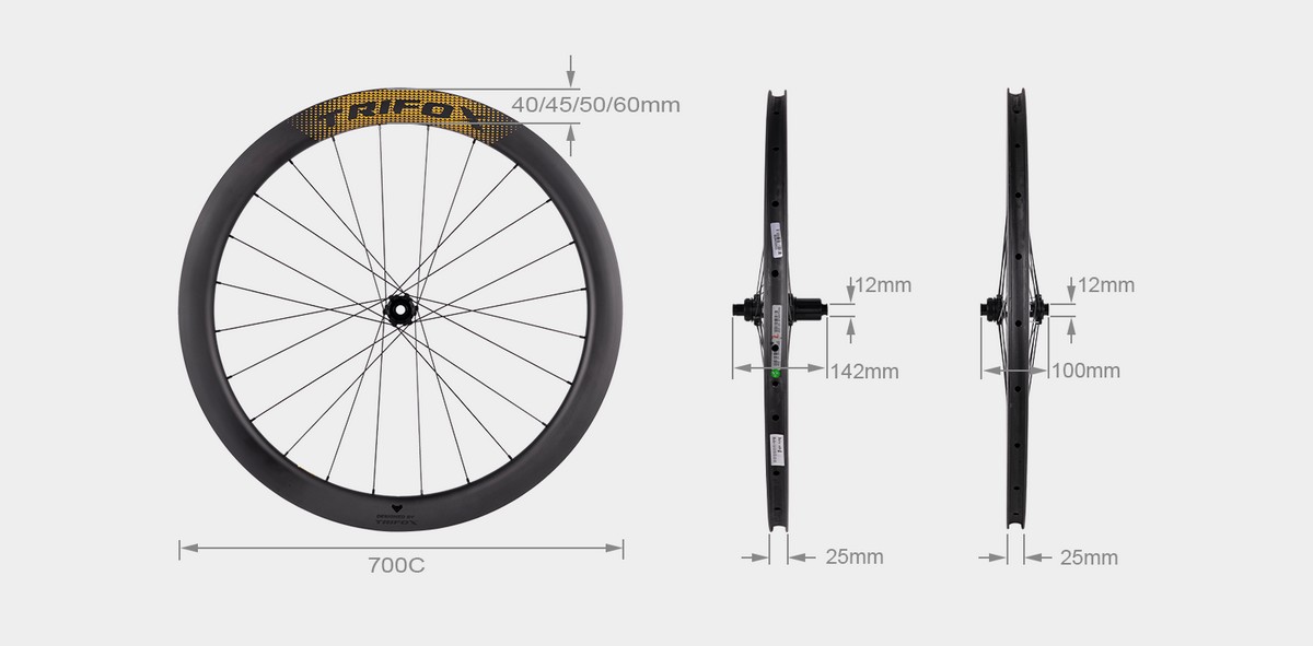 Trifox Ultra lightweight 700C Clincher Carbon Road Bike Disc Brake Wheelset WT11 2D Geometry