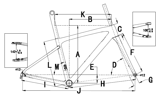 Geometría del Bicicleta Carretera X16TA