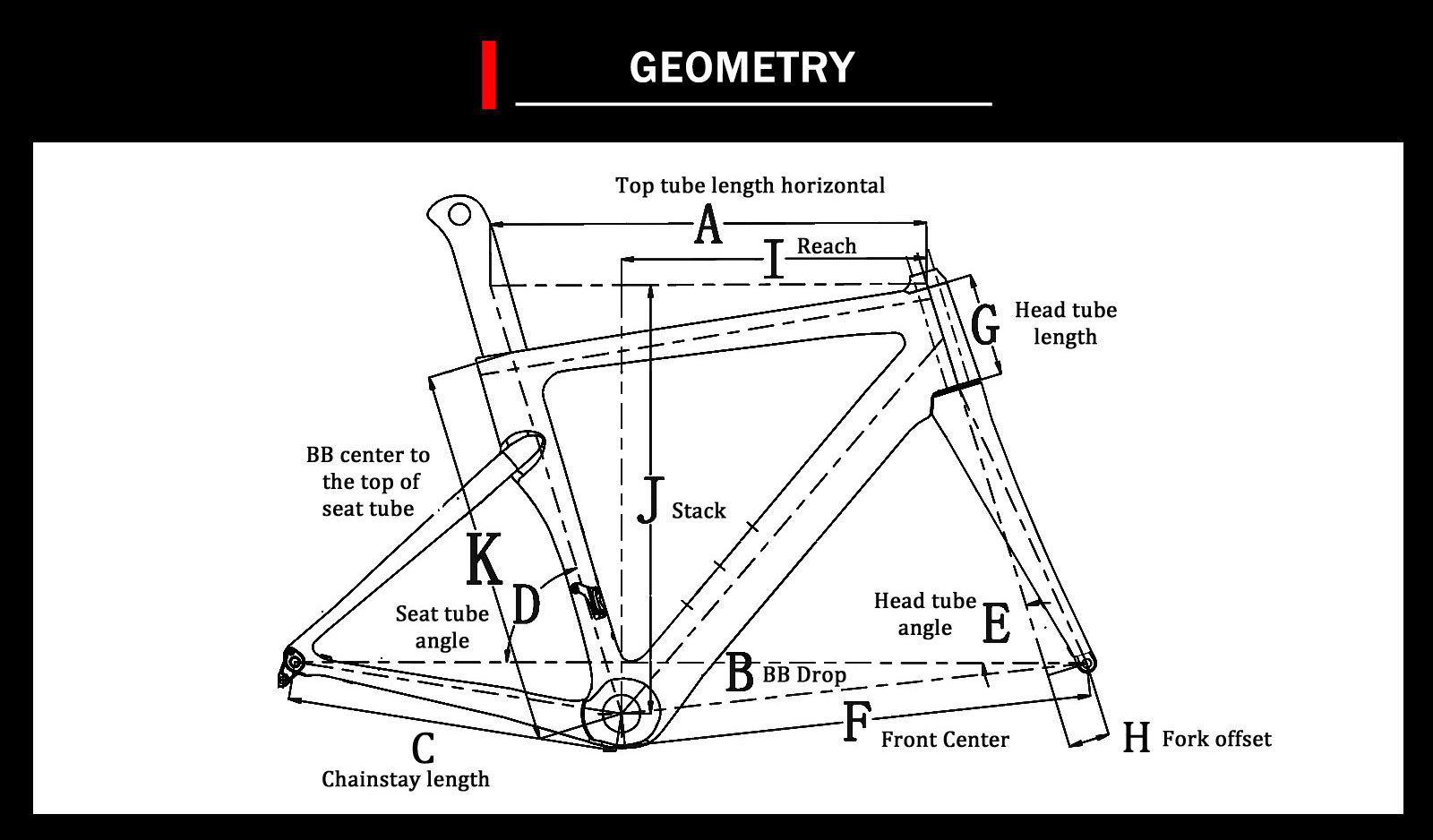 Cuadro de bicicleta de carbono Trifox Geometría X8TA