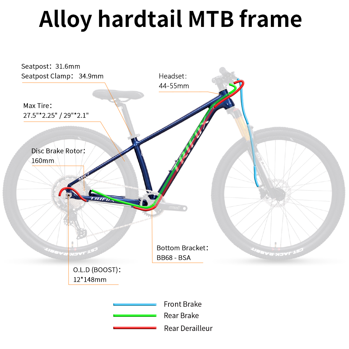 Trifox MK7 Pro Ultralight Aluminum Boost Hardtail Frame