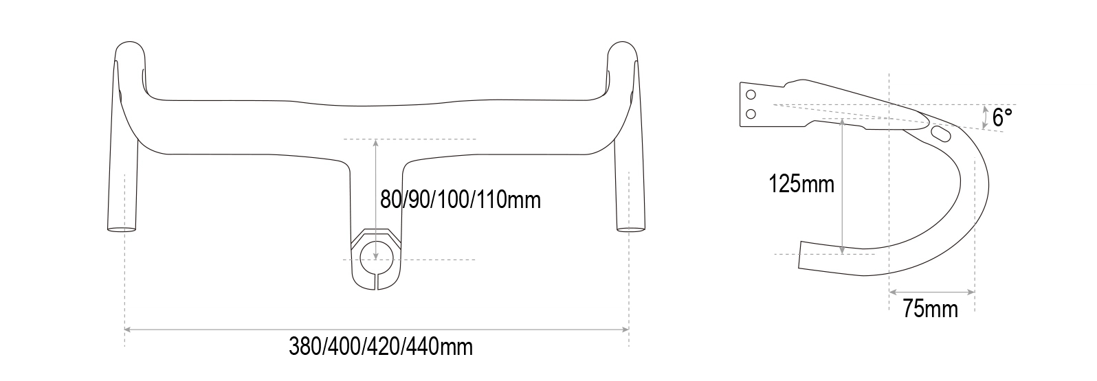 Trifox Carbon Drop Bar DHB800 Geometry