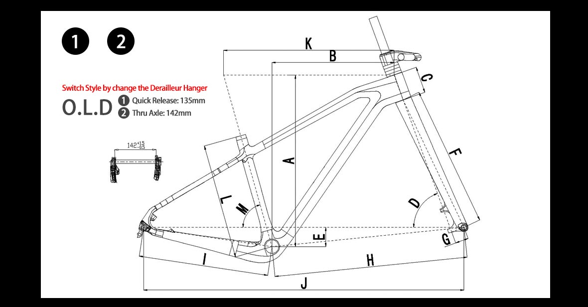 Geometría 1 Del cuadro de bicicleta de montaña SDY21