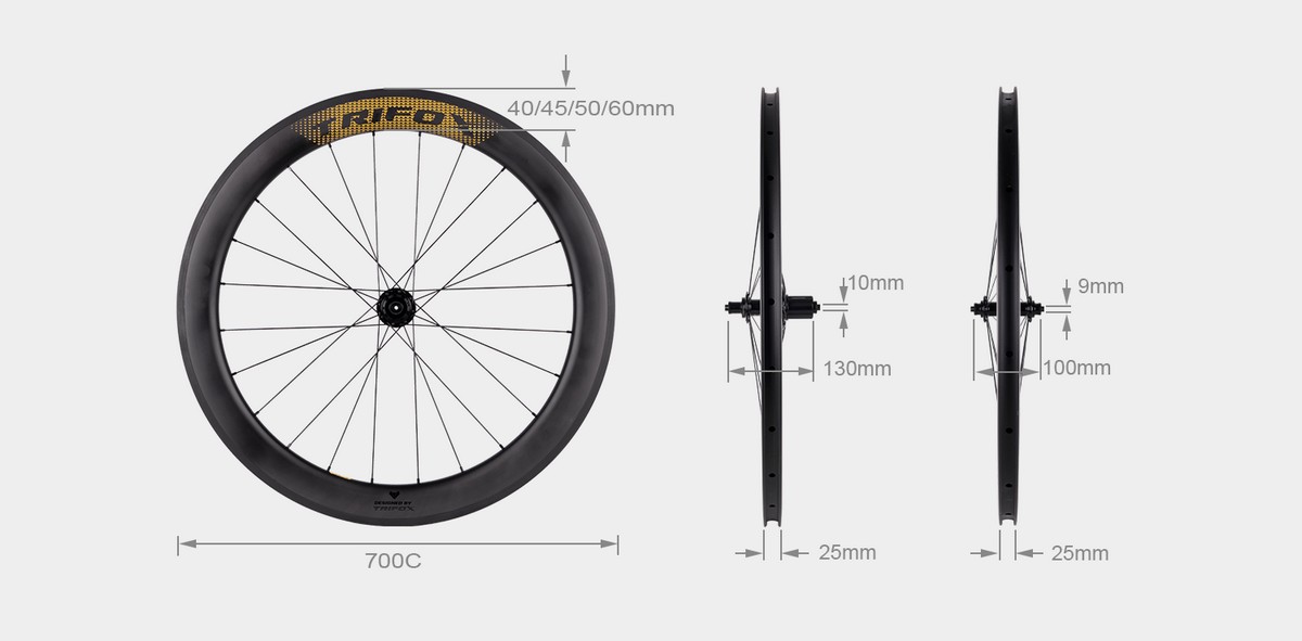 carbon road bike wheelset RW100QR 2D Profile