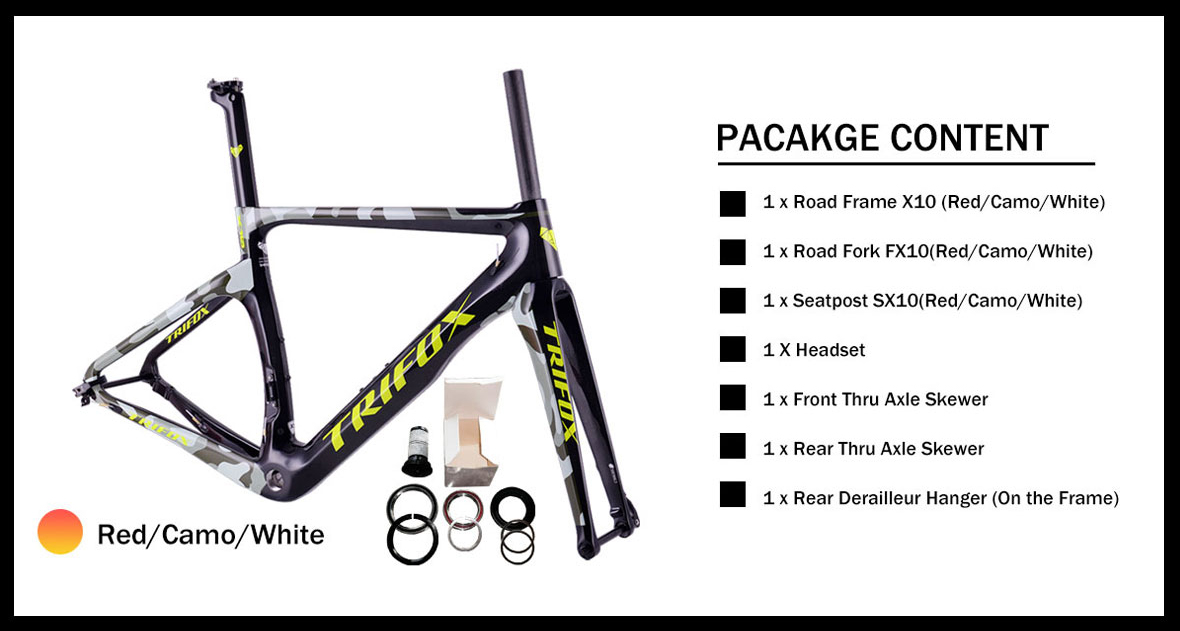 Trifox Carbon Fibre Road Bike Frame X10 Package Content