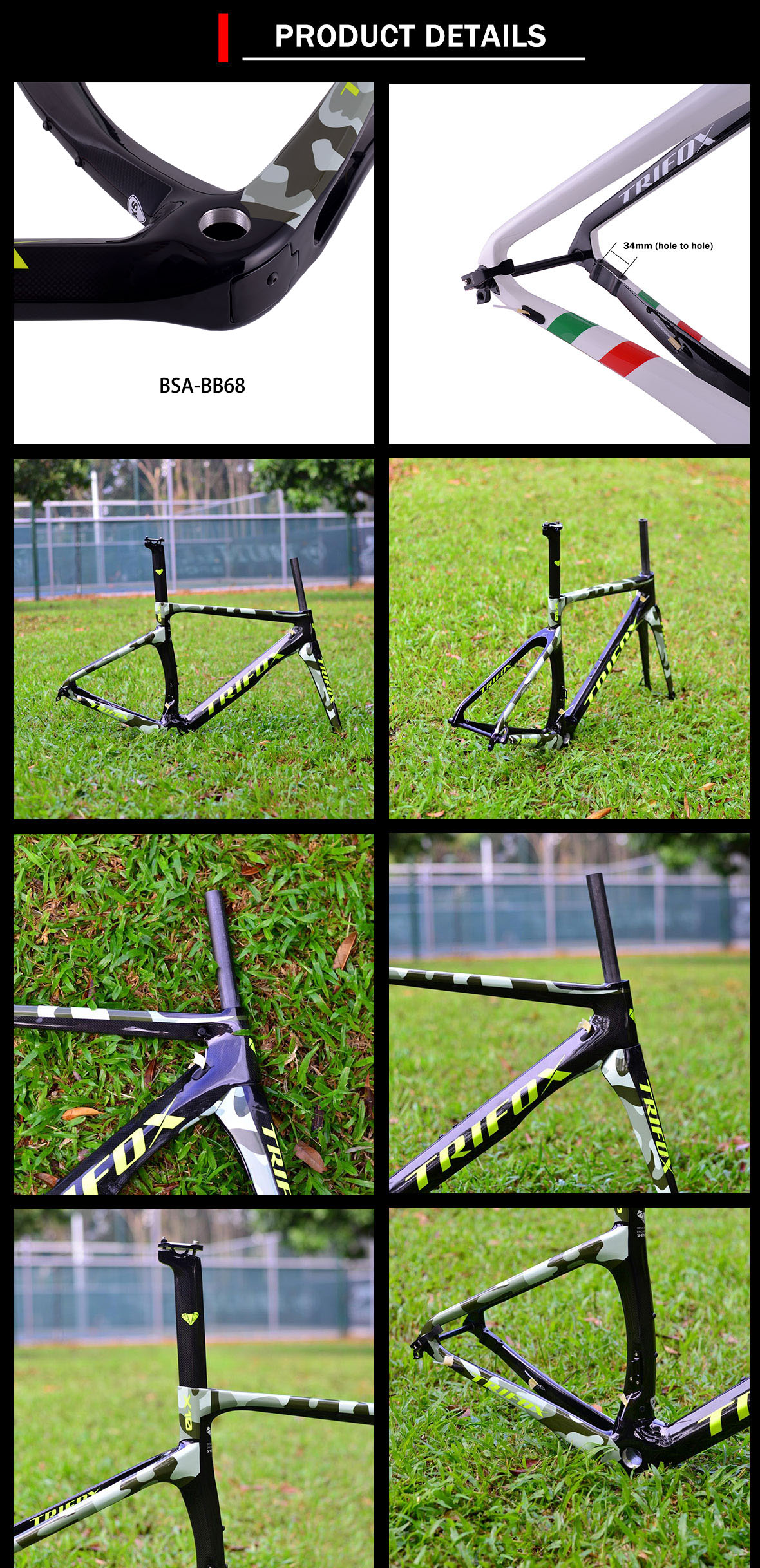 700C Carbon Fibre Bike Frameset X10 Details 1